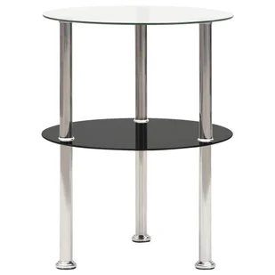 vidaXL Stolik boczny z 2 półkami przezroczyste i czarne szkło hartowane 38 cm - Stolik kawowy - Stoliki kawowe - Stolik sofowy - Stoliki sofowe - Ławy i stoliki kawowe - miniaturka - grafika 1
