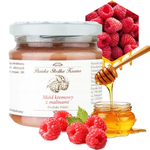 MIÓD KREMOWANY NEKTAROWY Z MALINAMI PASIEKA SŁODKA KRAINA 250G NATURALNY - Miód - miniaturka - grafika 1
