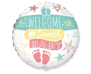 Balon foliowy, Welcome Sweet Baby, 18" - Baby shower i roczek - miniaturka - grafika 1