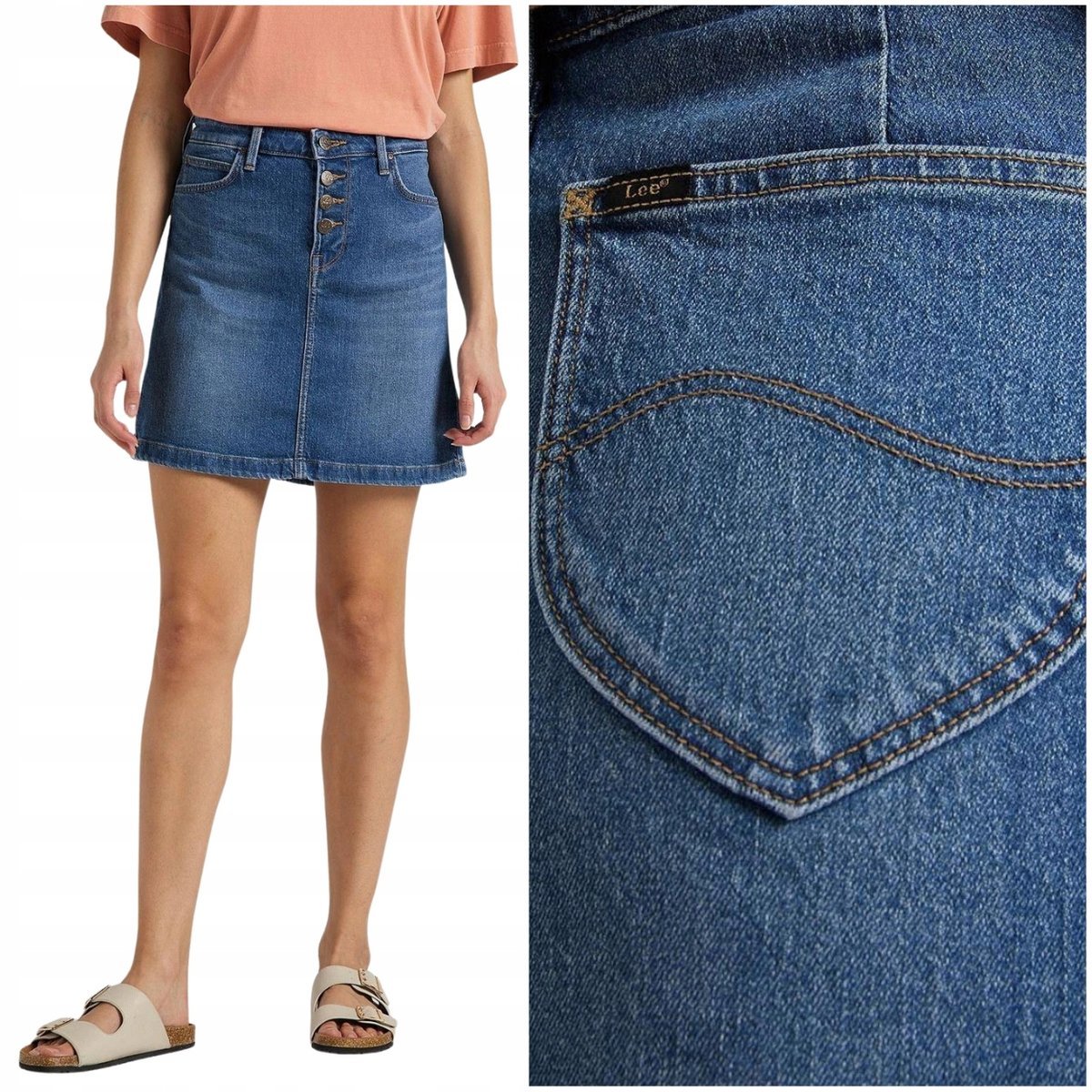 Lee BUTTON FLY A LINE SKIRT Used Alton trapezowa spódnica jeansowa W25