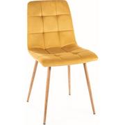 Krzesła - Signal Meble Krzeslo MILA D Velvet Dąb/Curry Bluvel 68 Klasyczny Kuchnia/Jadalnia/Salon/Sypialnia - miniaturka - grafika 1
