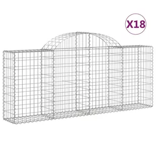 vidaXL Kosze gabionowe, 18 szt, 200x30x80/100 cm, galwanizowane żelazo - Ogrodzenia - miniaturka - grafika 3