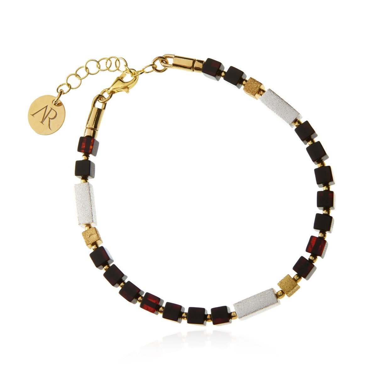 ankabizuteria.pl Bransoletka srebrna pozłacana z wiśniowym bursztynem