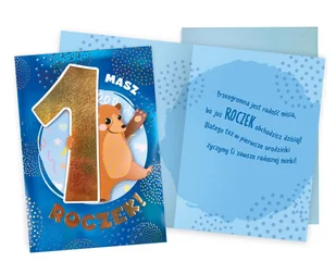 Karnet Roczek miś - Kukartka - Kartki okolicznościowe i zaproszenia - miniaturka - grafika 1