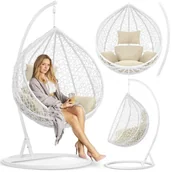 Fotele ogrodowe wiszące - Fotel ogrodowy, wiszący, 202x105x105 cm, Hawana, biały, beżowy - miniaturka - grafika 1
