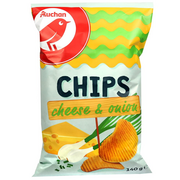 Chipsy - Auchan - Chipsy ziemniaczane grubo krojone o smaku sera i cebuli - miniaturka - grafika 1