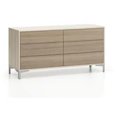 Szafy biurowe - Biurowa komoda półkowa LAYERS, 6 szuflad, dąb naturalny / dąb bejcowany - miniaturka - grafika 1