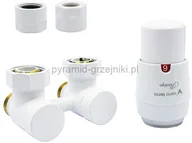 Zawory i kraniki - Varioterm Zawór odcinający kątowy Premium Exclusive ze złączką PEX/CU i z głowicą termo - biały CU - instalacja miedziana PREGS0206C/FK(Cu) - miniaturka - grafika 1