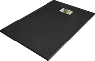 Brodziki prysznicowe - Mexen Hugo brodzik prostokątny SMC 130 x 90 cm, czarny, maskownica złota - 42709013-G - miniaturka - grafika 1