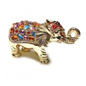 Pudełka i szkatułki - ZDOBIONA SZKATUŁKA SŁOŃ Z KOLOROWYMI KRYSZTAŁKAMI NA DROBIAZGI I BIŻUTERIĘ - miniaturka - grafika 1