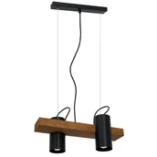 Lampy sufitowe - Luminex Gudrun 3275 Lampa wisząca zwis 2x60W E27 czarny/naturalny - miniaturka - grafika 1