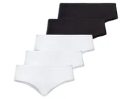 Majtki damskie - esmara® Hipstery damskie z bawełny, 5 par (3XL (56/58), Czarny/ biały) - miniaturka - grafika 1
