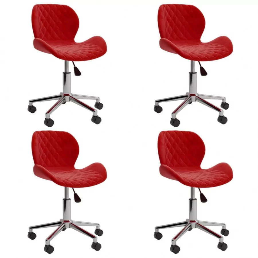 vidaXL Obrotowe krzesła stołowe 4 szt. winna czerwień aksamitne 3089710