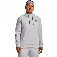 Bluzy damskie - Damska bluza treningowa nierozpinana z kapturem Under Armour Fleece LC Hoodie - szara - miniaturka - grafika 1