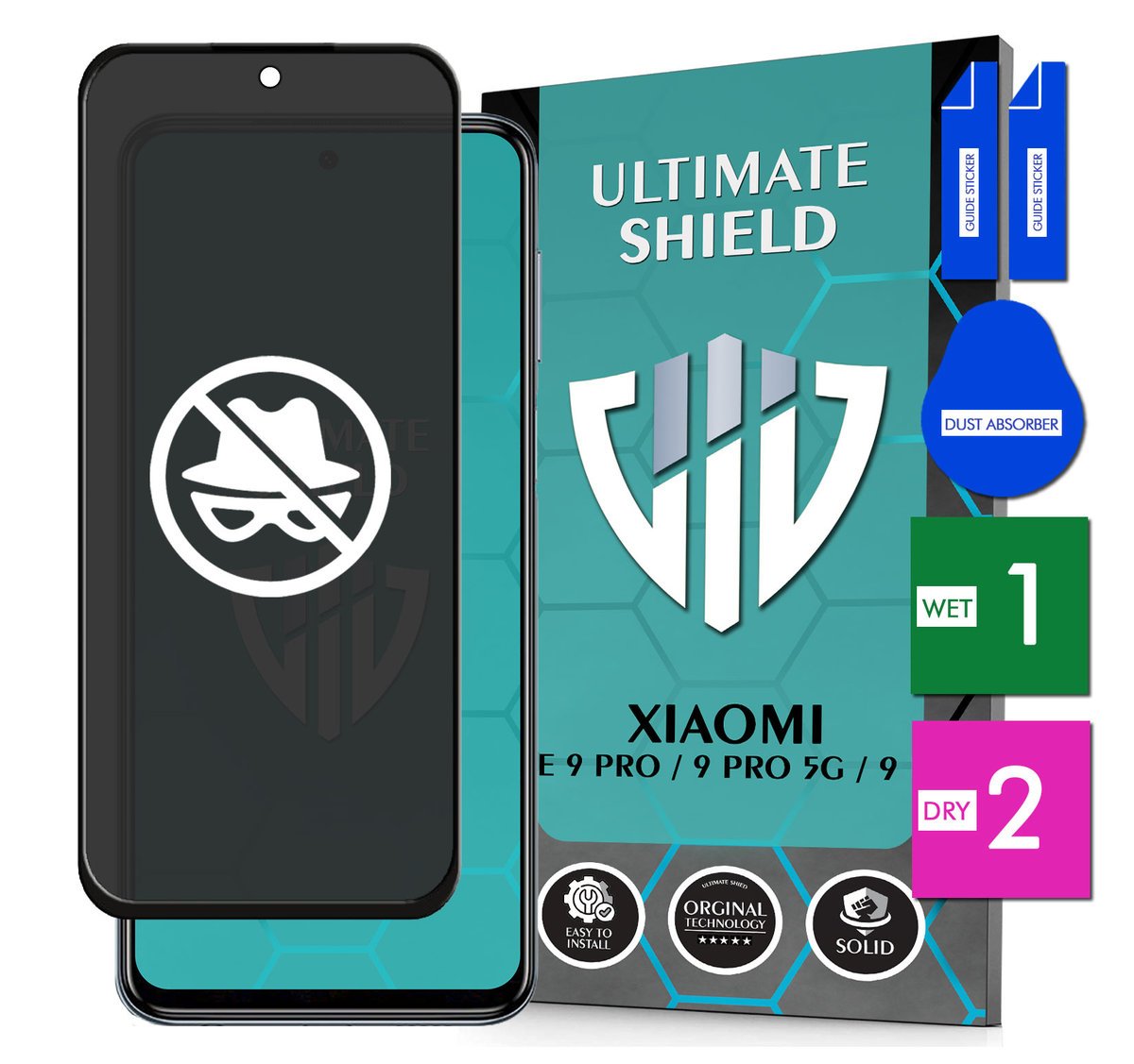 SZKŁO PRYWATYZUJĄCE DO XIAOMI REDMI NOTE 9 PRO 9S ANTYSZPIEGOWSKIE 9H 5D