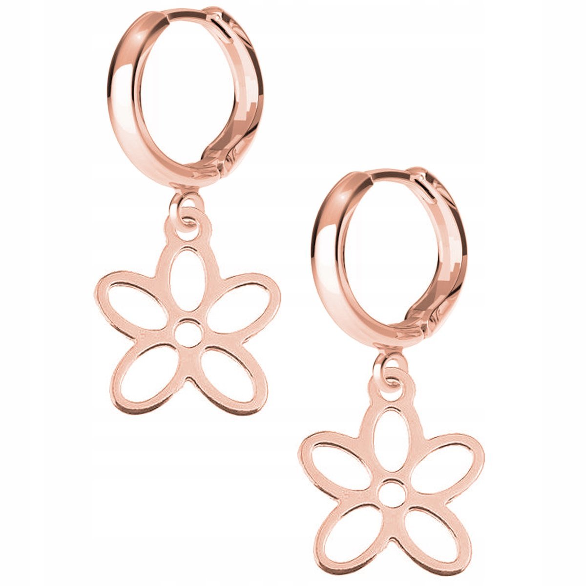 Kolczyki Kwiat Flower różowe złoto 925