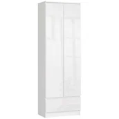 Regały biurowe - REGAŁ BIUROWY SZAFA R 60 cm CLP 1 SZUFLADA 2 DRZWI BIAŁY/ BIAŁY POŁYSK - miniaturka - grafika 1