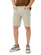 Spodenki damskie - Koton Męskie szorty gabardynowe bermudy Pocket Detailed Buttoned Cotton Shorts, beżowy (057), 42 - miniaturka - grafika 1