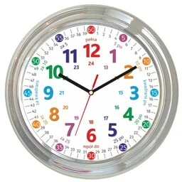Zegar edukacyjny do nauki czasu chrom/ 25,5cm - Zabawki interaktywne dla dzieci - miniaturka - grafika 1