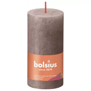 Świece - Bolsius Rustykalne świece pieńkowe Shine, 8 szt., 100x50 mm, taupe Sfeerpunt - grafika 1