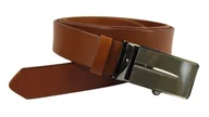 Paski - Pasek Męski Skórzany Arucce (PL) Skóra Licowa EXTRA 35 mm BRĄZOWY Gładki Klamra Bezniklowa Samozaciskowa SREBRNA 39 - miniaturka - grafika 1