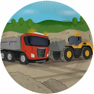 Talerzyki urodzinowe Budowa - 23 cm - 8 szt. - Dekoracje i nakrycia stołu na imprezę - miniaturka - grafika 1