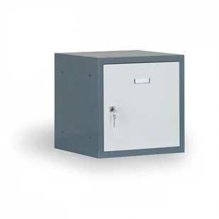 Alfa 3 Pojedyńcze schowki 400x400x400 mm, korpus ciemnoszary, drzwi szare 126345 - Szafy i regały magazynowe - miniaturka - grafika 1
