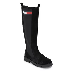 Kozaki damskie - Kozaki Tommy Jeans Tjw Long Shaft Suede Boot EN0EN02412 Black BDS - grafika 1