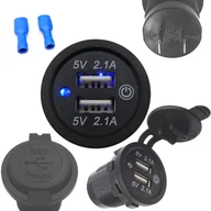 Ładowarki samochodowe - ŁADOWARKA SAMOCHODOWA MONTAŻOWA USB 12V-24V 4.2A RING niebieski LED ON/OFF - miniaturka - grafika 1