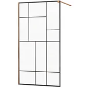 Ścianki i drzwi prysznicowe - Mexen Kioto ścianka prysznicowa 80 x 200 cm, transparent/czarny wzór 8 mm, różowe złoto - 800-080-101-60-78 - miniaturka - grafika 1