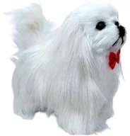 Zabawki interaktywne dla dzieci - Piesek pies interaktywny na baterie. chodzący szczekający. biały długowłosy - miniaturka - grafika 1