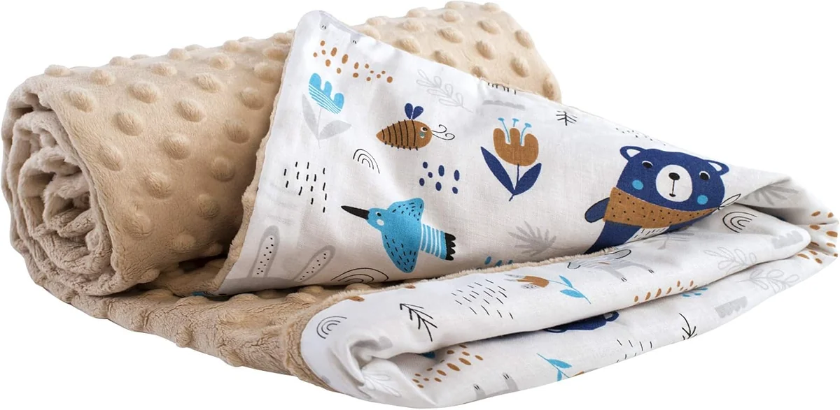 Kocyk dziecięcy 75x100 dwustronny bawełna plusz Minky Boho Animals