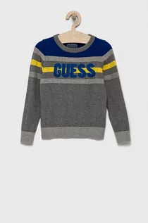 Swetry damskie - Guess Sweter bawełniany dziecięcy kolor szary - grafika 1
