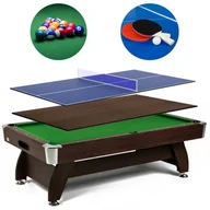 Stoły bilardowe i akcesoria - Stół bilardowy spływowy Vip Extra 7 FT brąz zielony z nakładką ping-pong blat - miniaturka - grafika 1