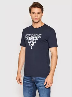 Koszulki męskie - GUESS T-Shirt M2YI44 J1311 Granatowy Slim Fit - grafika 1