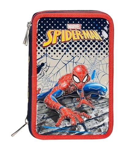 Spider-Man Piórnik szkolny z 3 przegródkami, WEBBED WONDER, niebieski czerwony - pojemnik na długopisy z wieloma przegródkami z ołówkami, długopisami i kolorami, Wielokolorowy, Taglia Unica,