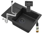 Zlewozmywaki - Granitan Zlew Granitowy Czarny Argos + Syfon Kwadrat Czarny - miniaturka - grafika 1