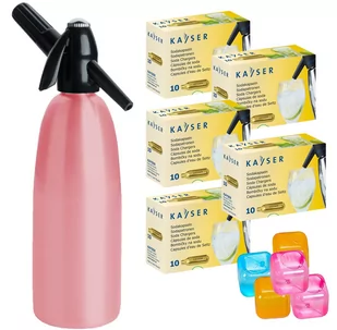 Saturator syfon do wody ART Quick Soda 1 l różowy + 50 naboi + 5 kostek lodu - Saturatory - miniaturka - grafika 1