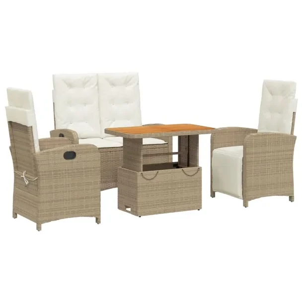 Zestaw mebli ogrodowych beżowy, rattan PE, stół 90x55x40/71 cm, fotele 5