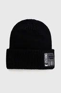 Czapki damskie - Moschino czapka wełniana kolor czarny wełniana M5793 60100 - miniaturka - grafika 1