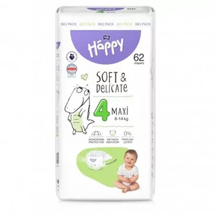 Bella Baby Happy Soft & Delicate Maxi 4 Pieluszki 8-14kg, 62szt. - Pieluchy - miniaturka - grafika 1