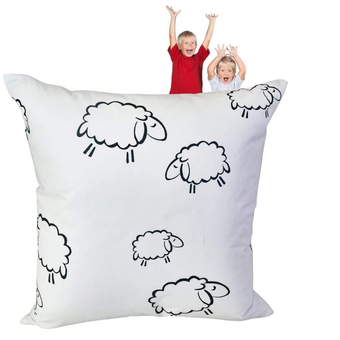Poszewka Dziecięca 40x40 Bawełniana JAŚ Owieczki Na Białym