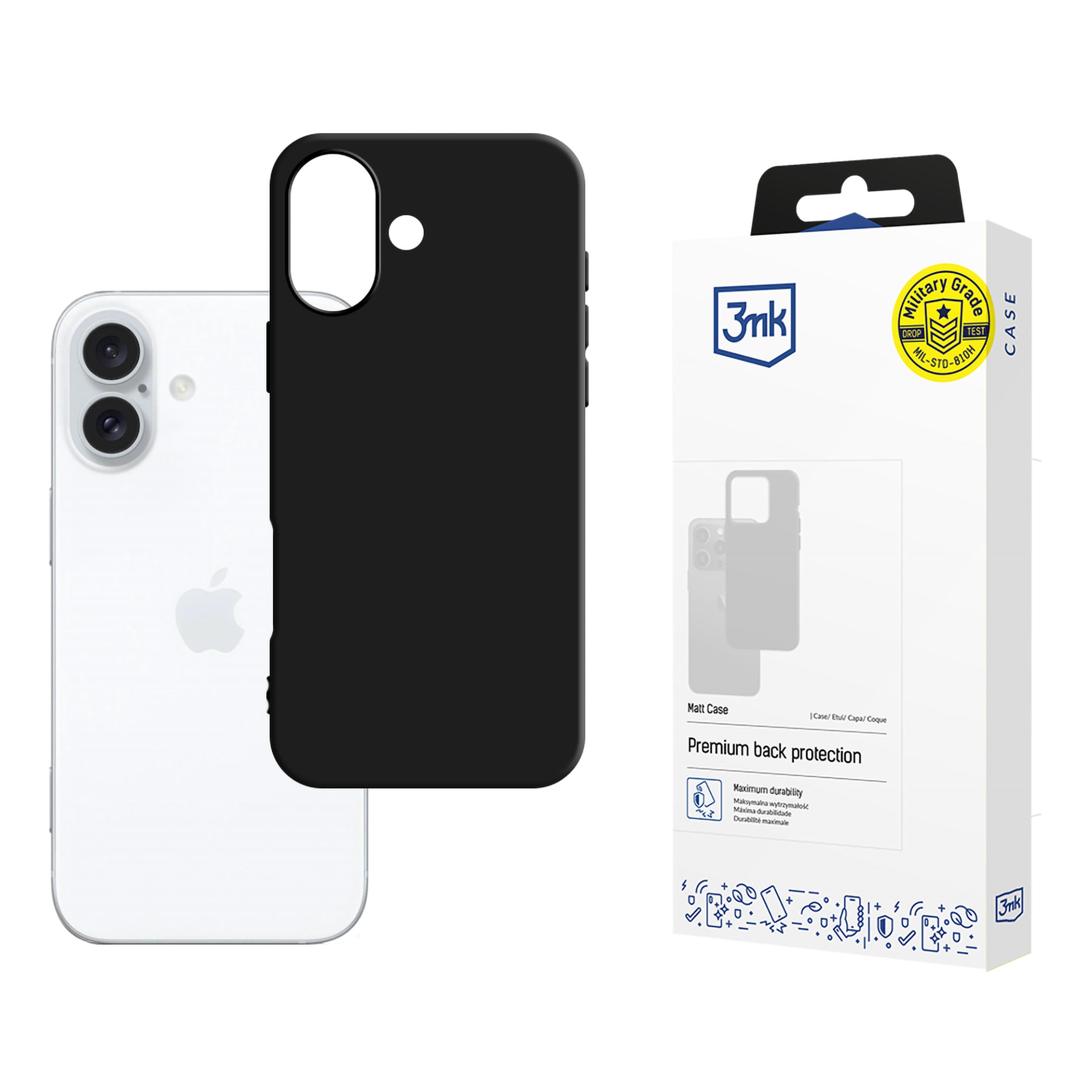 Czarne matowe etui cover plecki na tył do Apple iPhone 16 - 3mk Matt Case