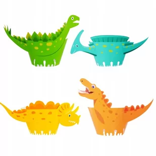 Papilotki Dinozaury Muffinki Babeczki Foremki 8Szt - Dekoracje i nakrycia stołu na imprezę - miniaturka - grafika 1