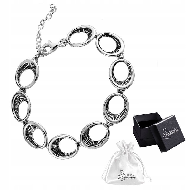 Bransoletka srebrna pr. 925 Owalne elementy