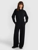 Spodnie sportowe damskie - 4F Spodnie dresowe z szerokimi nogawkami z modalem damskie - czarne L - miniaturka - grafika 1