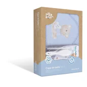 Okrycia kąpielowe dla dzieci - Okrycie kąpielowe 100x100 Love you + szczoteczka i grzebień niebieski ręcznik z kapturkiem - miniaturka - grafika 1