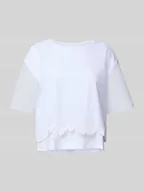 Koszulki i topy damskie - T-shirt z prążkowanym okrągłym dekoltem - miniaturka - grafika 1