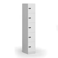 Szafki biurowe - Szafka ubraniowa ze schowkami, 5 schowków, 1850 x 300 x 500 mm, zamek mechaniczny z kodem, drzwi laminowane, biała - miniaturka - grafika 1