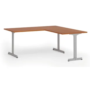 Biurko PRIMO BETA L, 1800 x 1800 mm, podstawa szara, czereśnia - Biurka - miniaturka - grafika 1